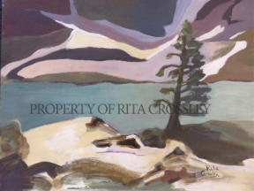 Mountain Lake - Acrylic on canvas -12” x 16” - available - Painting By Rita Crossley